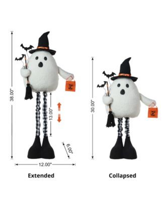 38"H Lighted Halloween Fabric Ghost Standing Decor, With Telescoping Legs and Timer