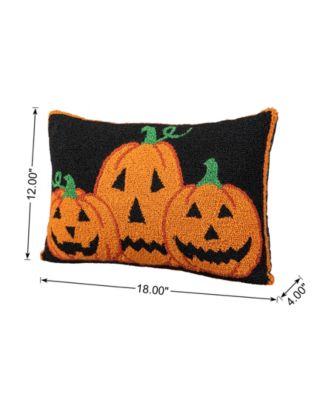 18"L Hooked Halloween Pumpkins Pillow