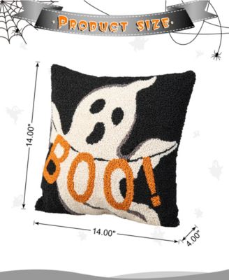 14"H Hooked Halloween Ghost "BOO" Pillow