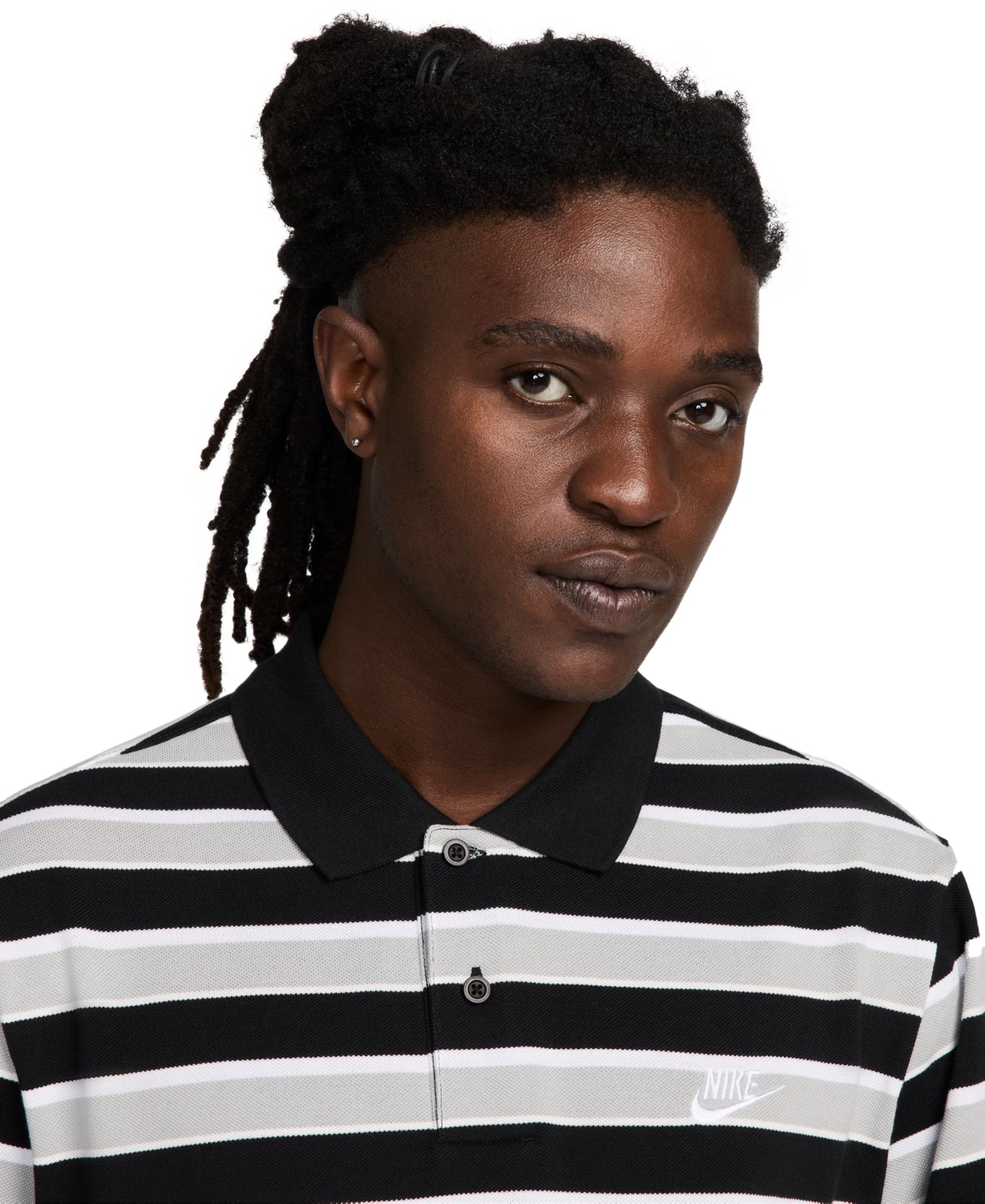 Nike Men's Club Striped Polo Shirt -white
