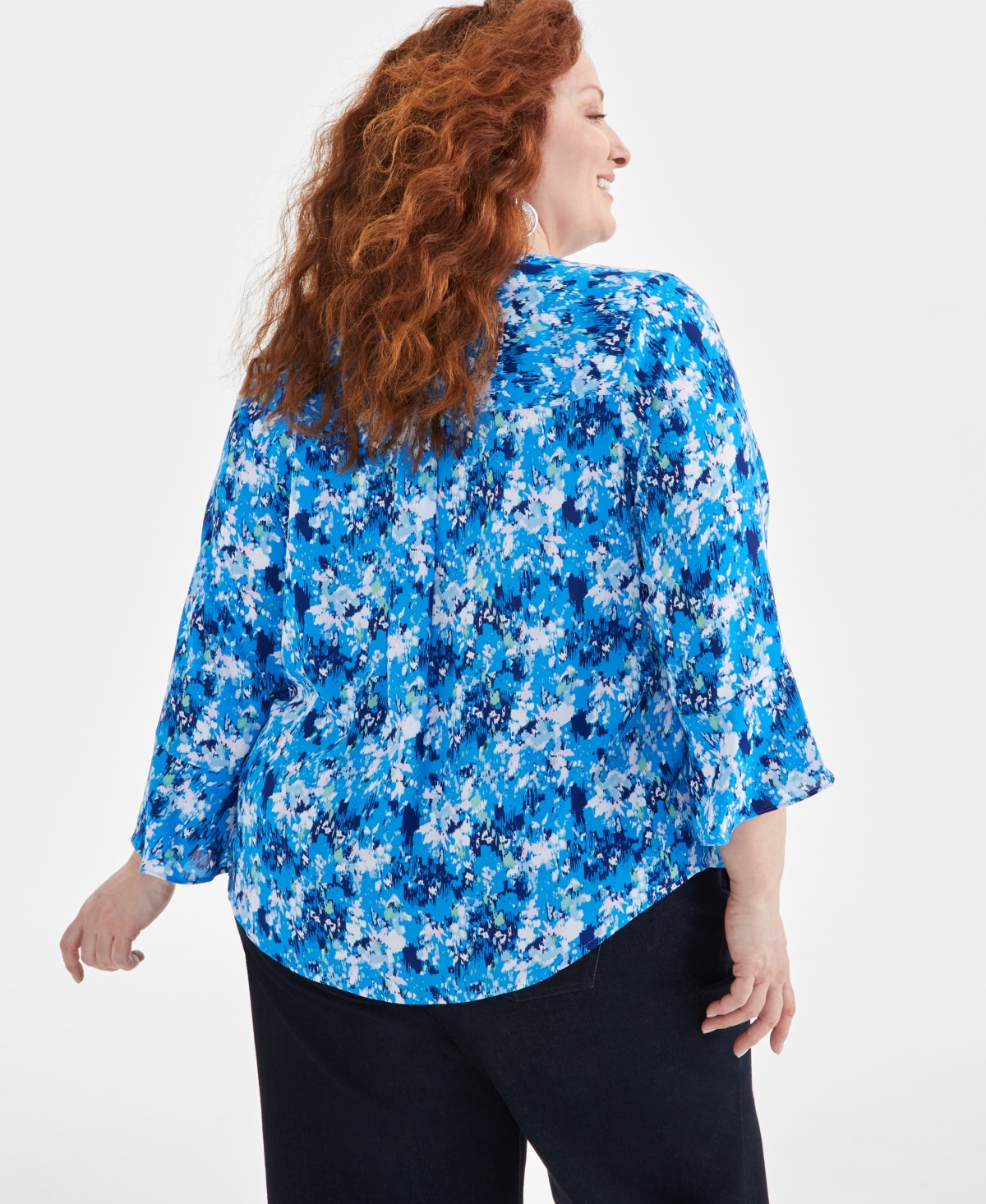 Style & Co Plus Size Printed Pintuck Blouse, Created for Macy's