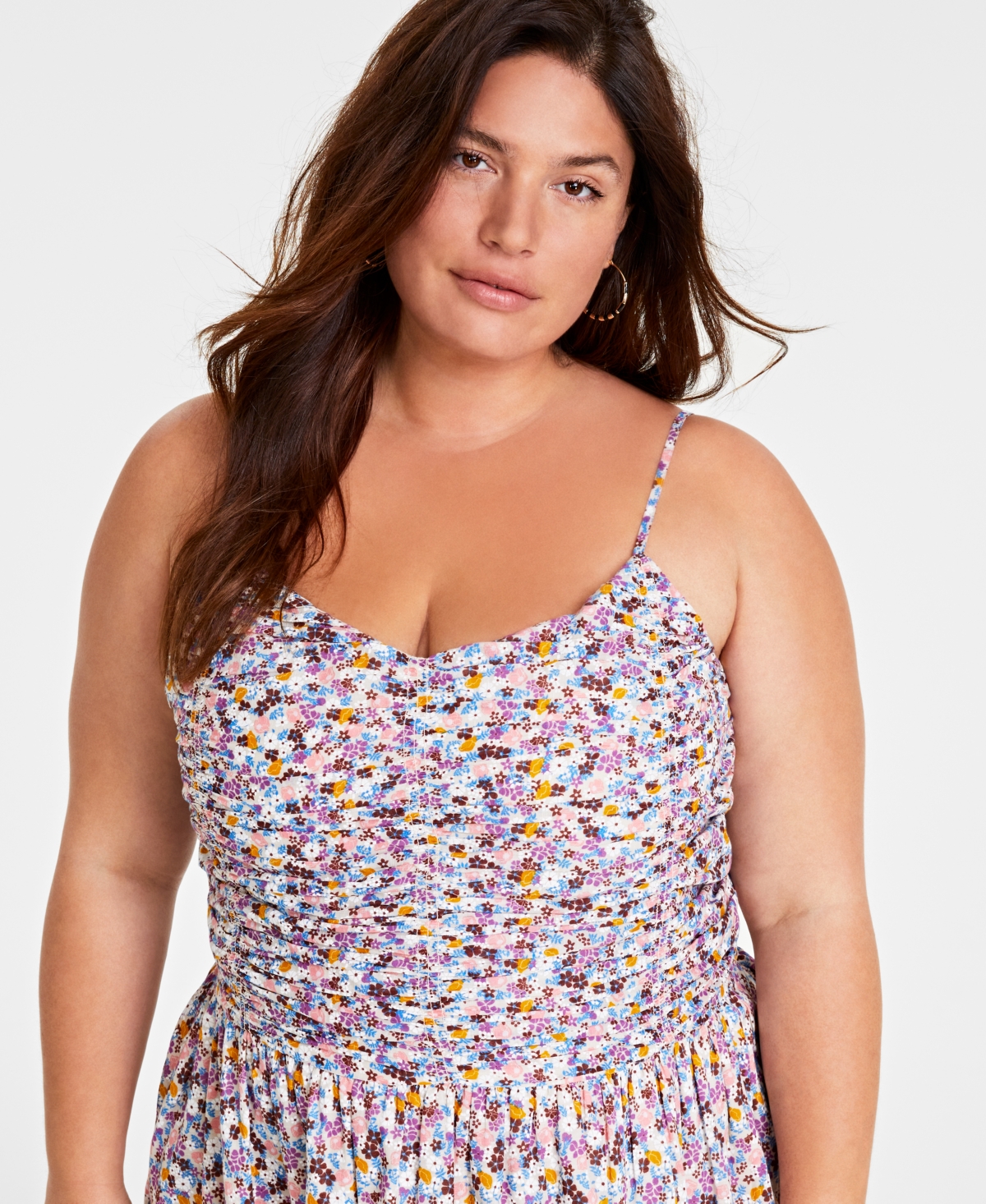 On 34th Trendy Plus Size Garden Print Corset Midi Dress, Created for Macy's