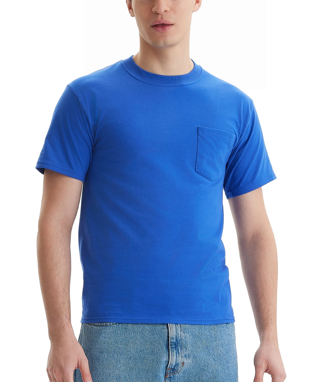 Hanes Beefy-t Unisex Pocket T-shirt, 2-pack In Blue