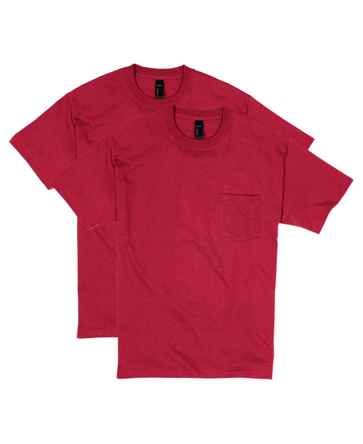 Shop Hanes Beefy-t Unisex Pocket T-shirt, 2-pack In Red