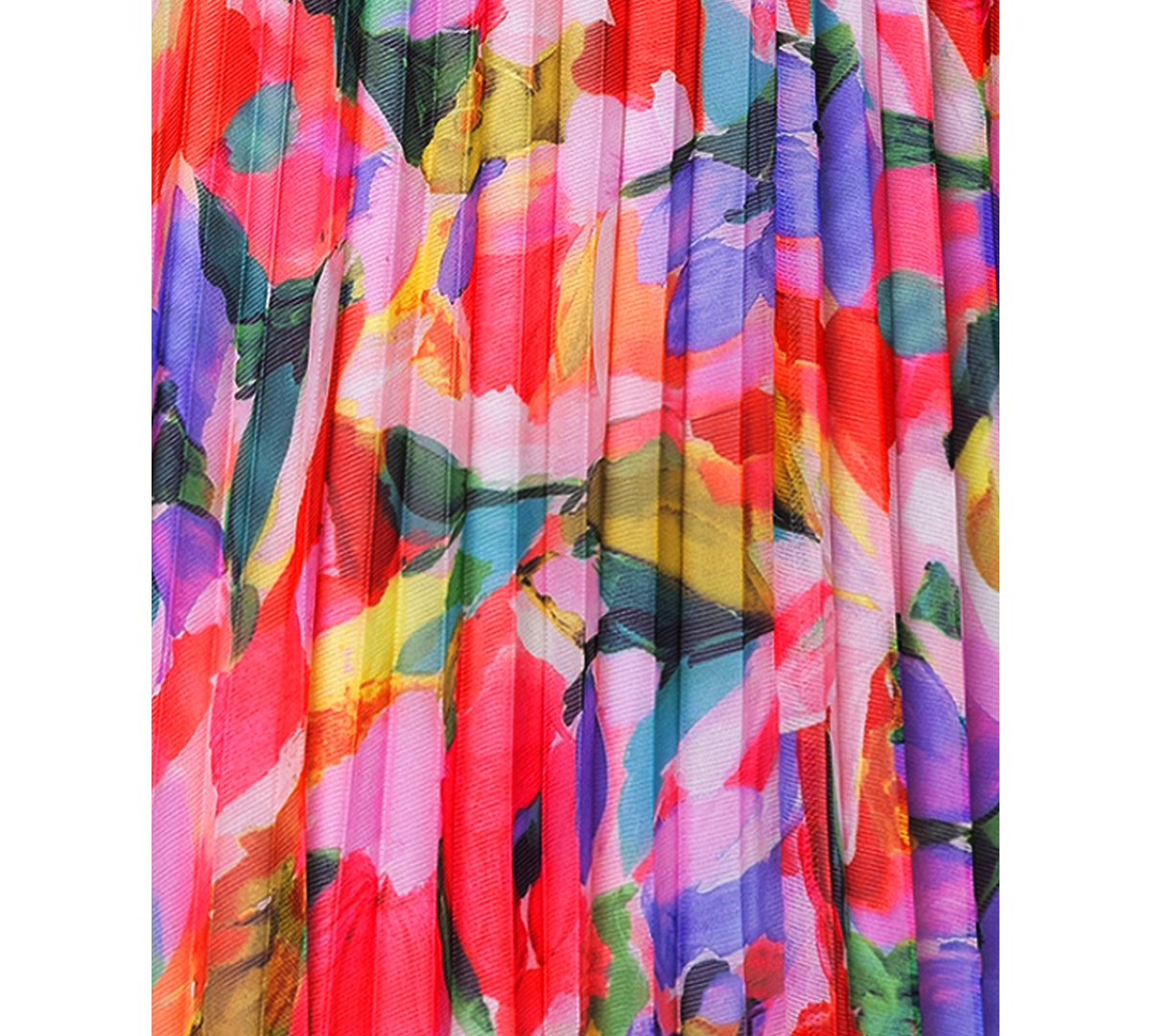 BETSY & ADAM PLUS SIZE PRINTED PLEATED LONG-SLEEVE GOWN 