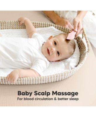 Baby Hair Brush and Comb Set, Oval Wooden Baby Brush Set for Newborns, Infant, Toddler Grooming Kit