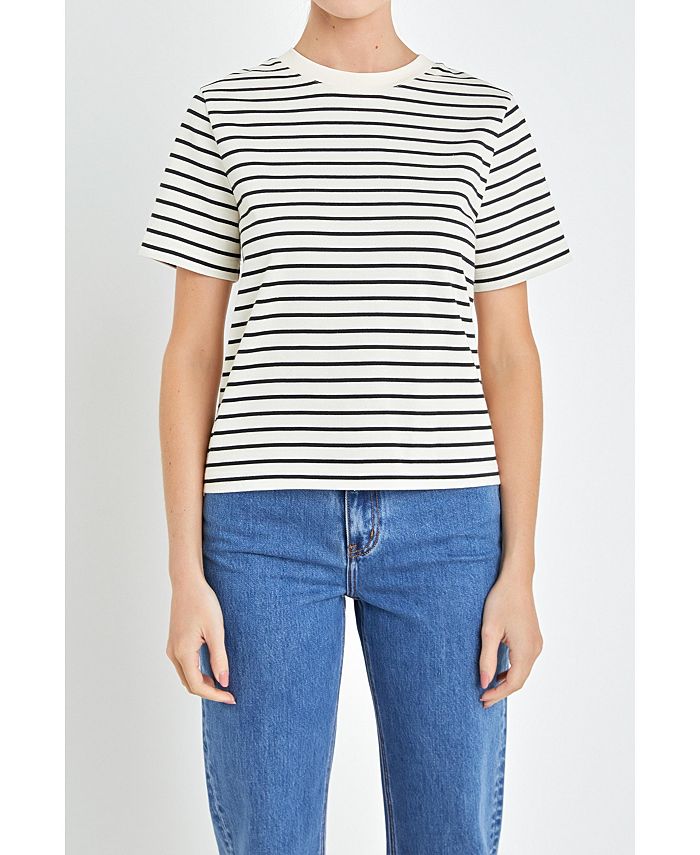 Women S Striped T Shirts Uk 2026.English Factory Women's Stripe T-shirt - Macy's