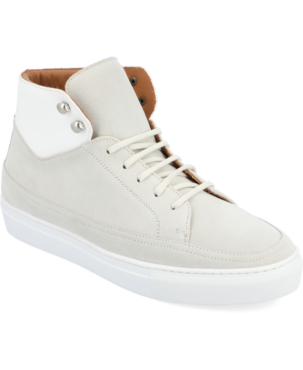 Men's Fifth Ave High Top Leather Handcrafted Lace-up Sneaker - Cream