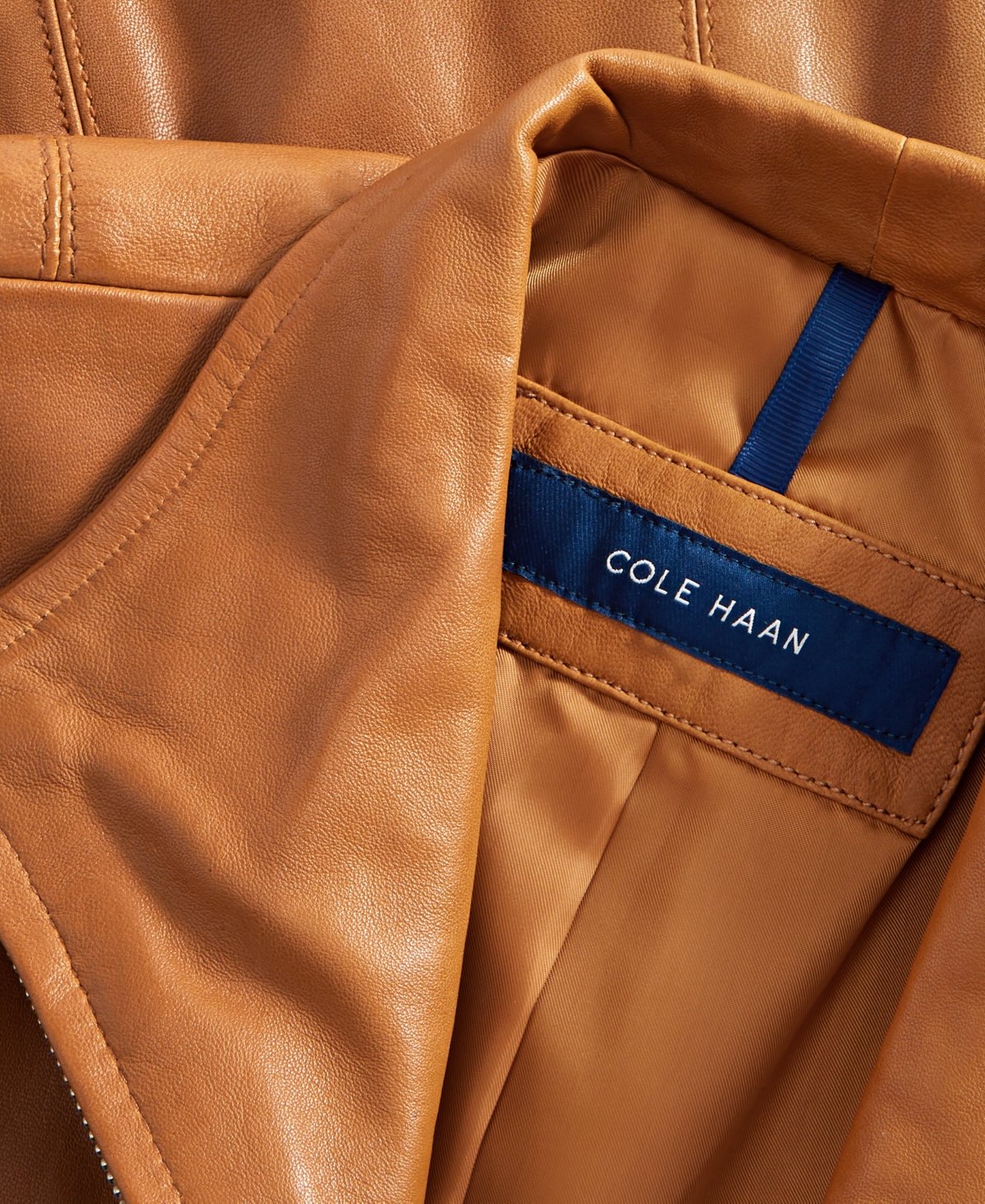 Cole Haan Womens Petite Leather Coat