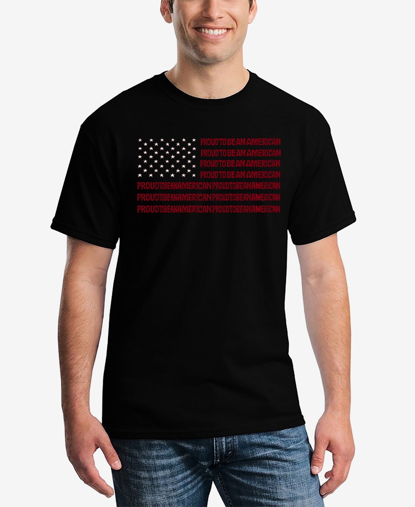 Мужская футболка LA Pop Art Proud To Be An American - Word Art, цвет: Чёрный — фото 1