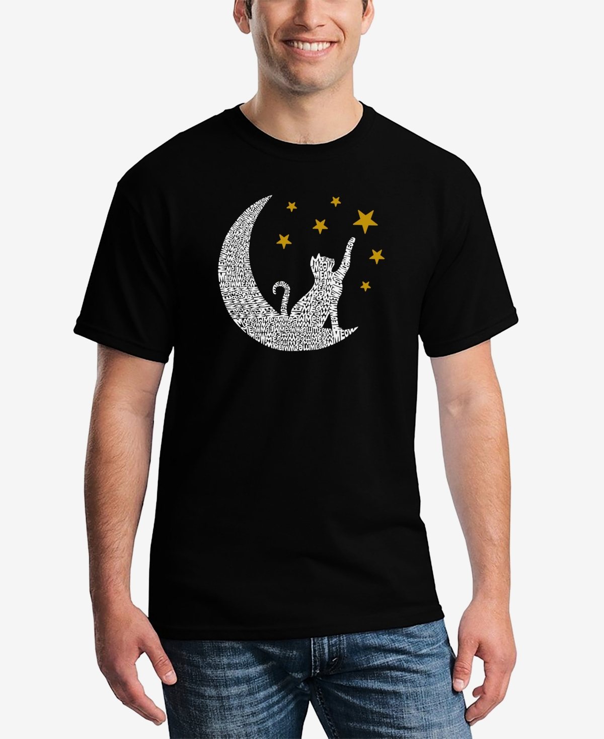 Cat Moon - Men's Word Art T-Shirt - Grey