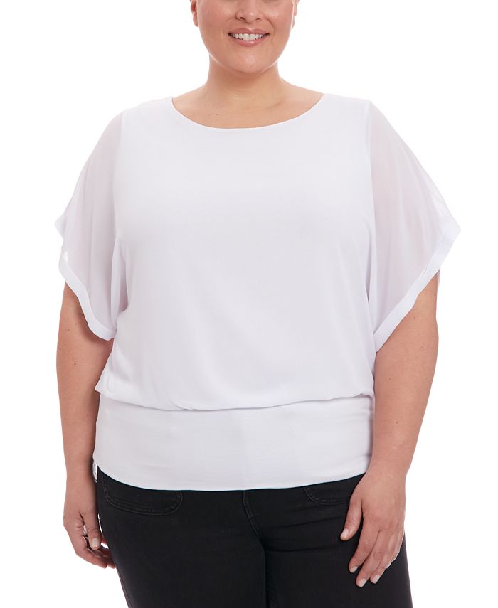 Mixed Media Dolman Knit Top with Thumbhole
