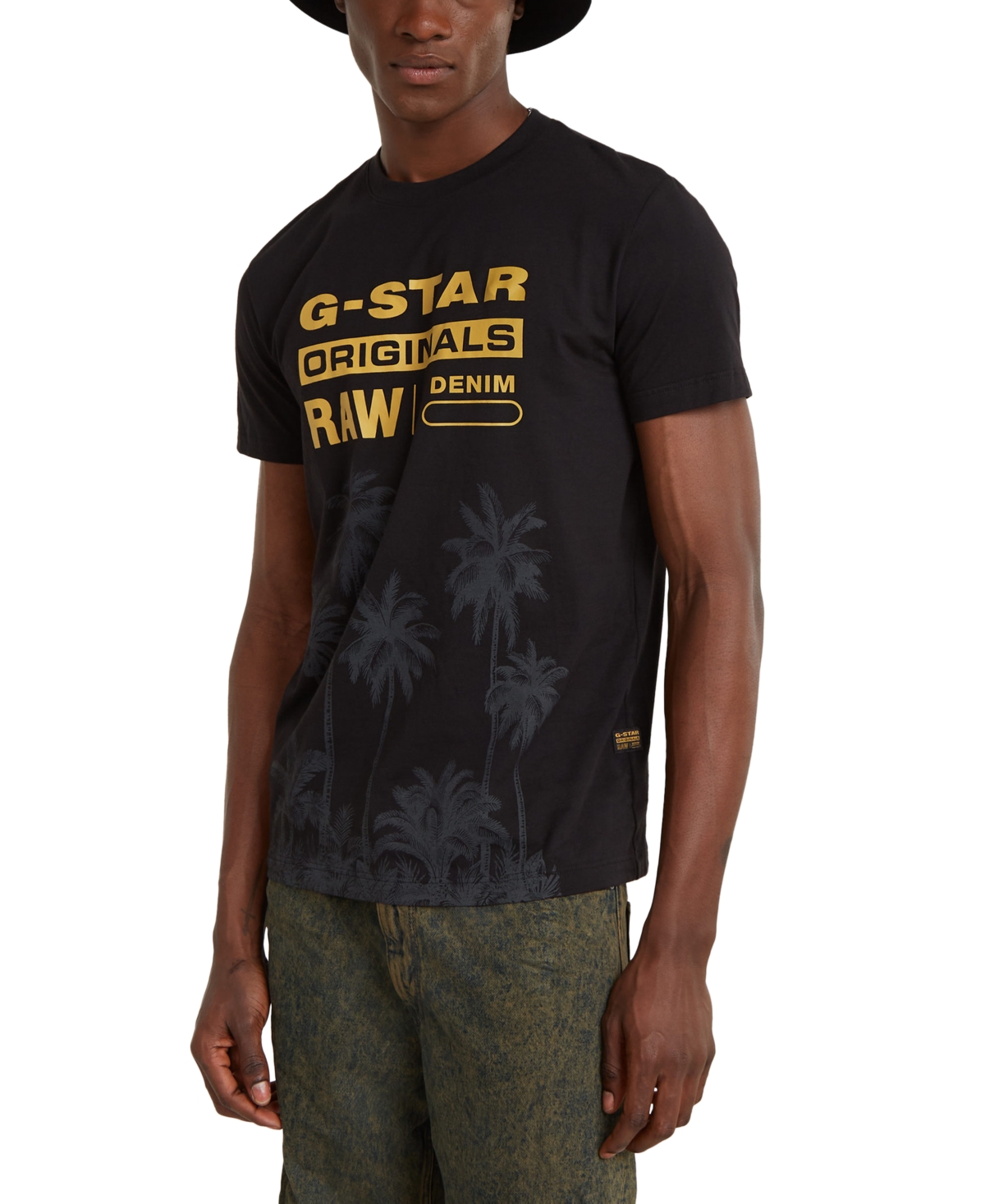 Shop G-star Raw Men's Palm Originals Regular-fit Logo Graphic T-shirt In Dk Black