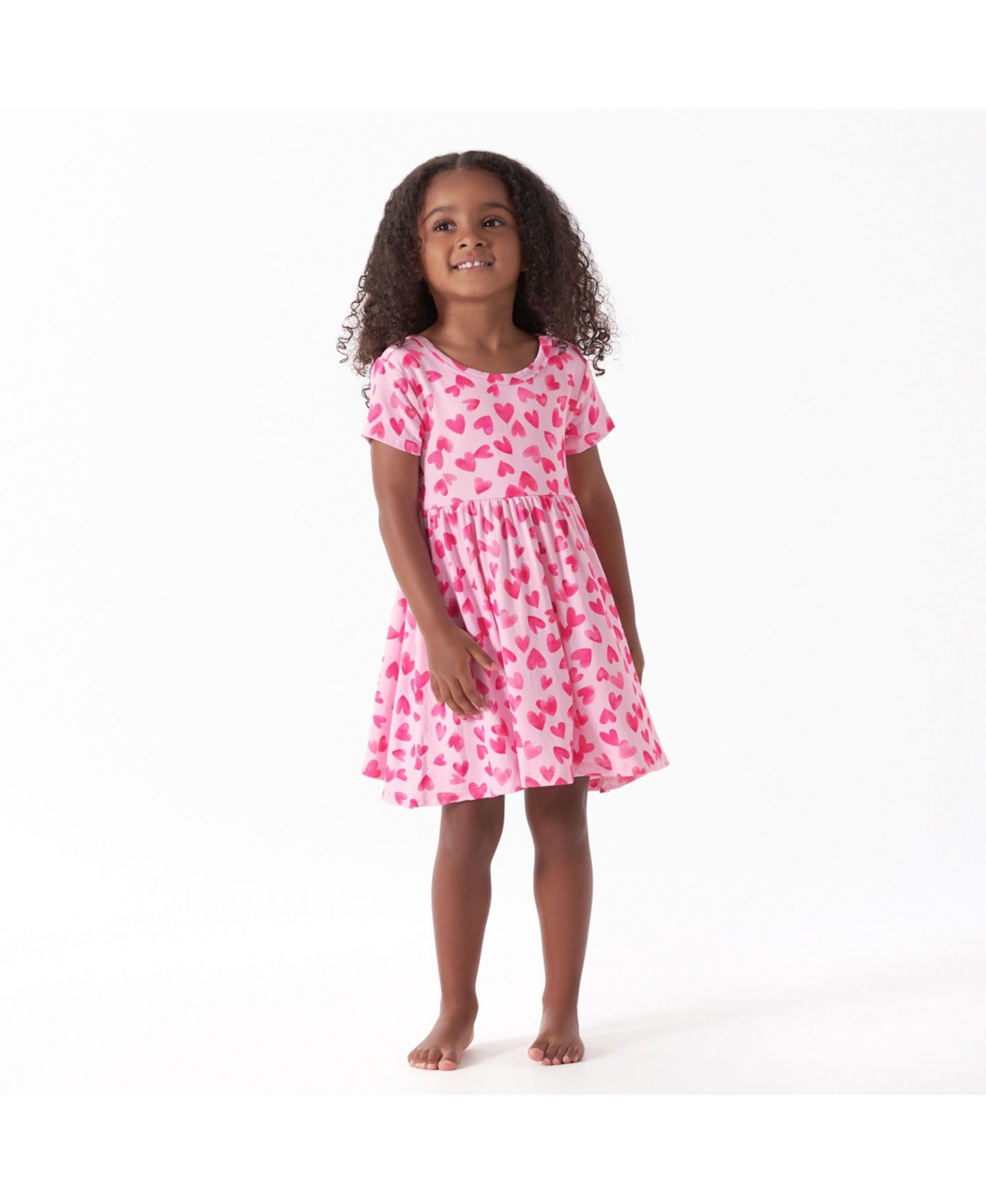 Платье Gerber Short Sleeve Twirl Dress - Shadow - 2T для девочек-малышей, цвет: Heartfelt — фото 2
