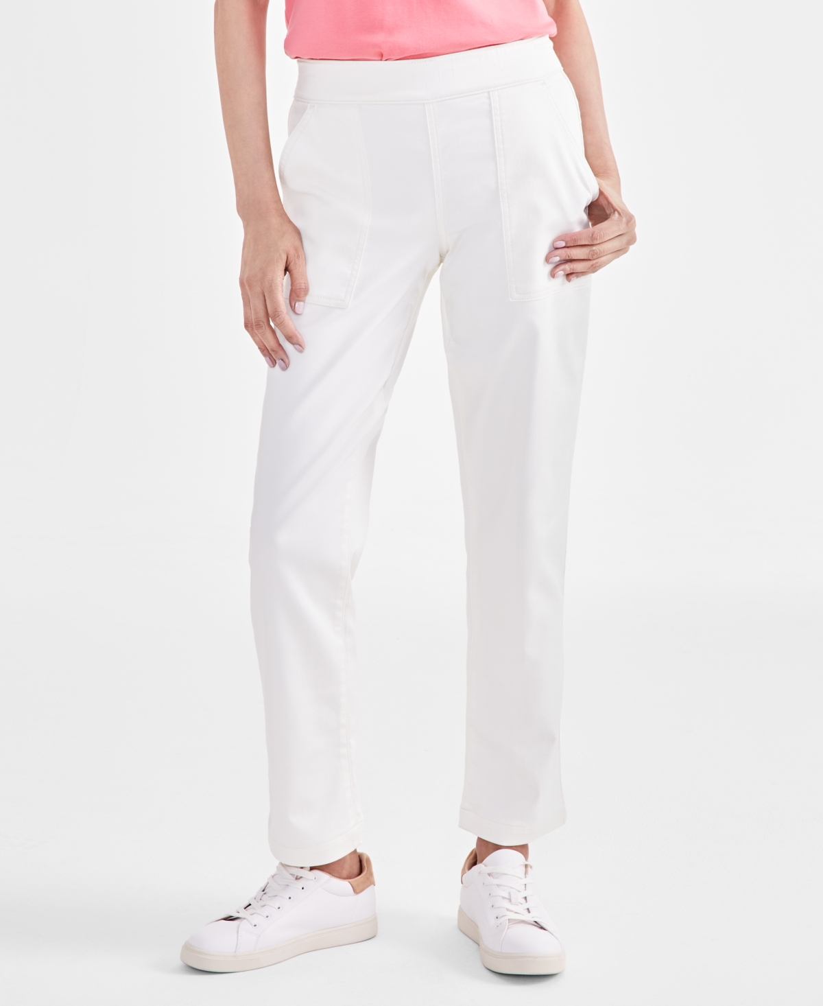 Style & Co Petite Mid-Rise Pull-On Straight-Leg Jeans, Created for Macy's