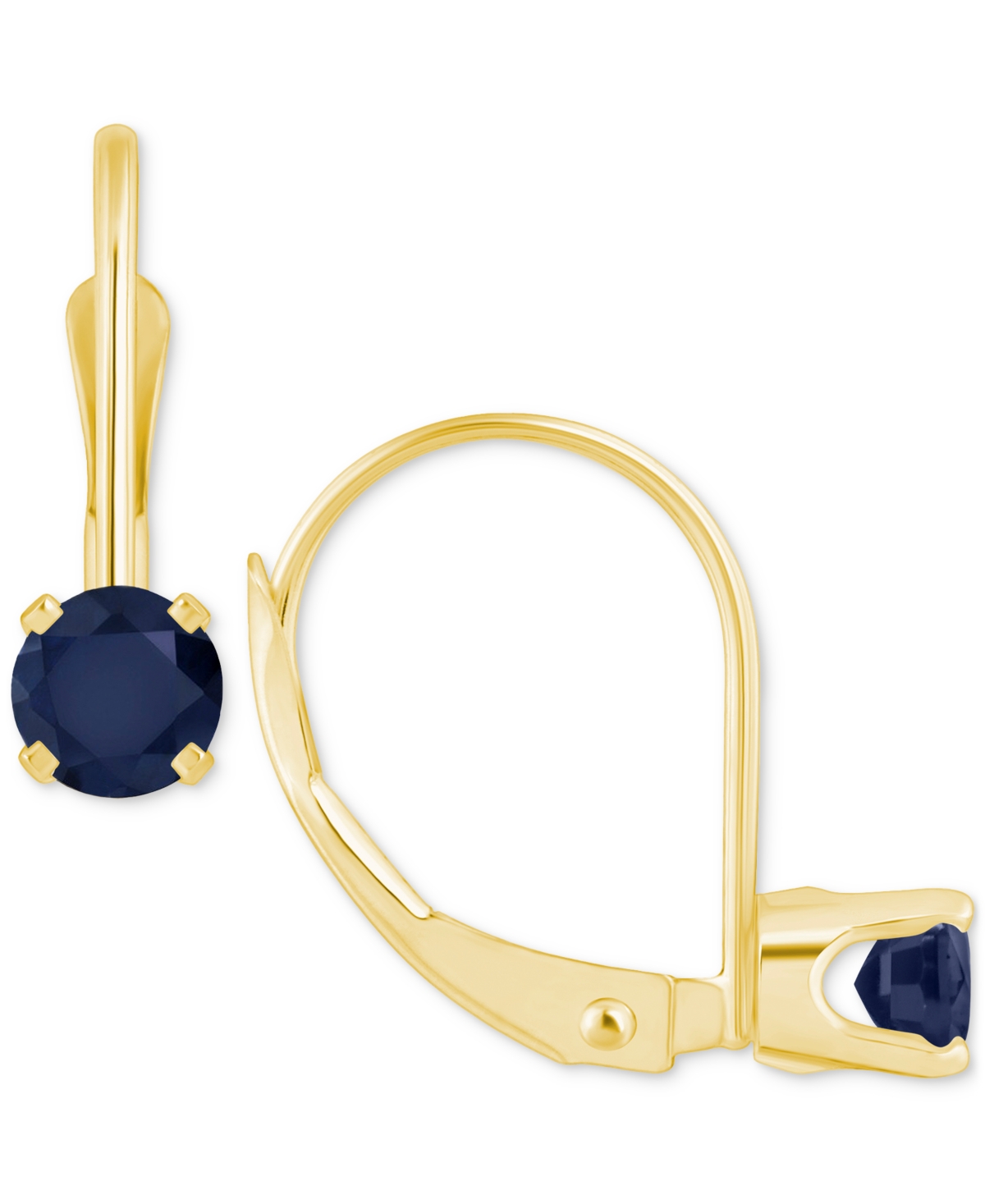 Macy's Emerald Solitaire Leverback Earrings (1/2 Ct. T.w.) In 14k Gold (also In Ruby, Sapphire, & Tanzanite In Sapphire