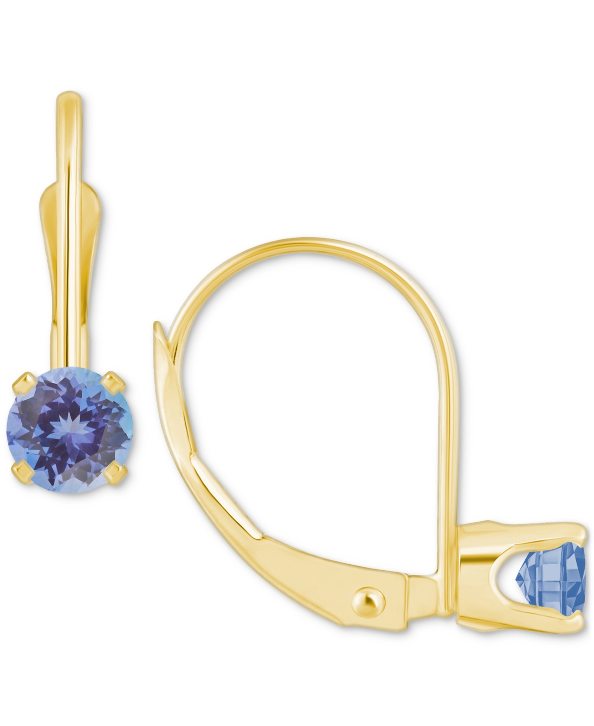 Macy's Emerald Solitaire Leverback Earrings (1/2 Ct. T.w.) In 14k Gold (also In Ruby, Sapphire, & Tanzanite In Tanzanite