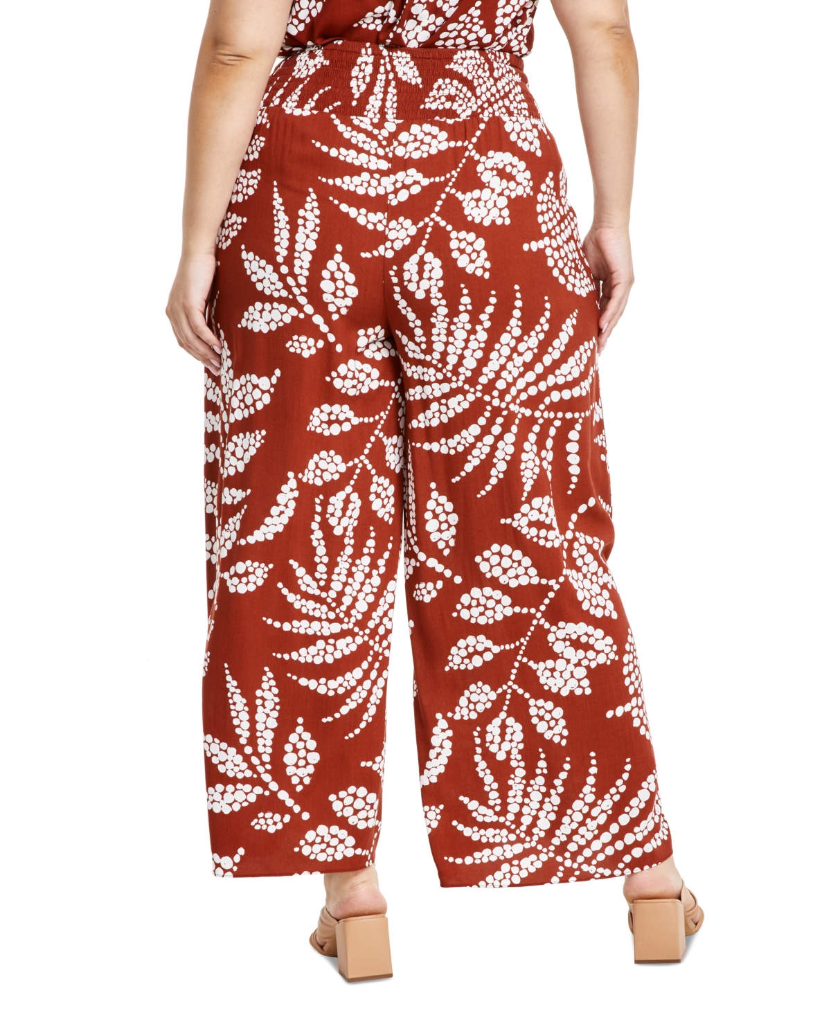Vince Camuto Plus Size Smocked-Waist Wide-Leg Pants