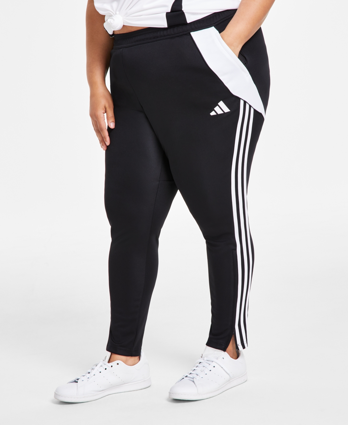 Shop Adidas Originals Plus Size Tiro 24 Training Pants In Black,white