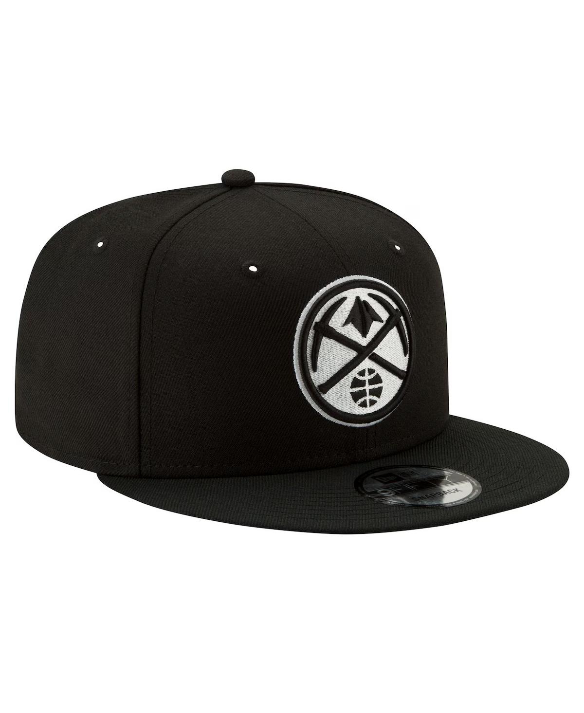 New Era Men's Denver Nuggets Black White 9fifty Snapback Hat In Black