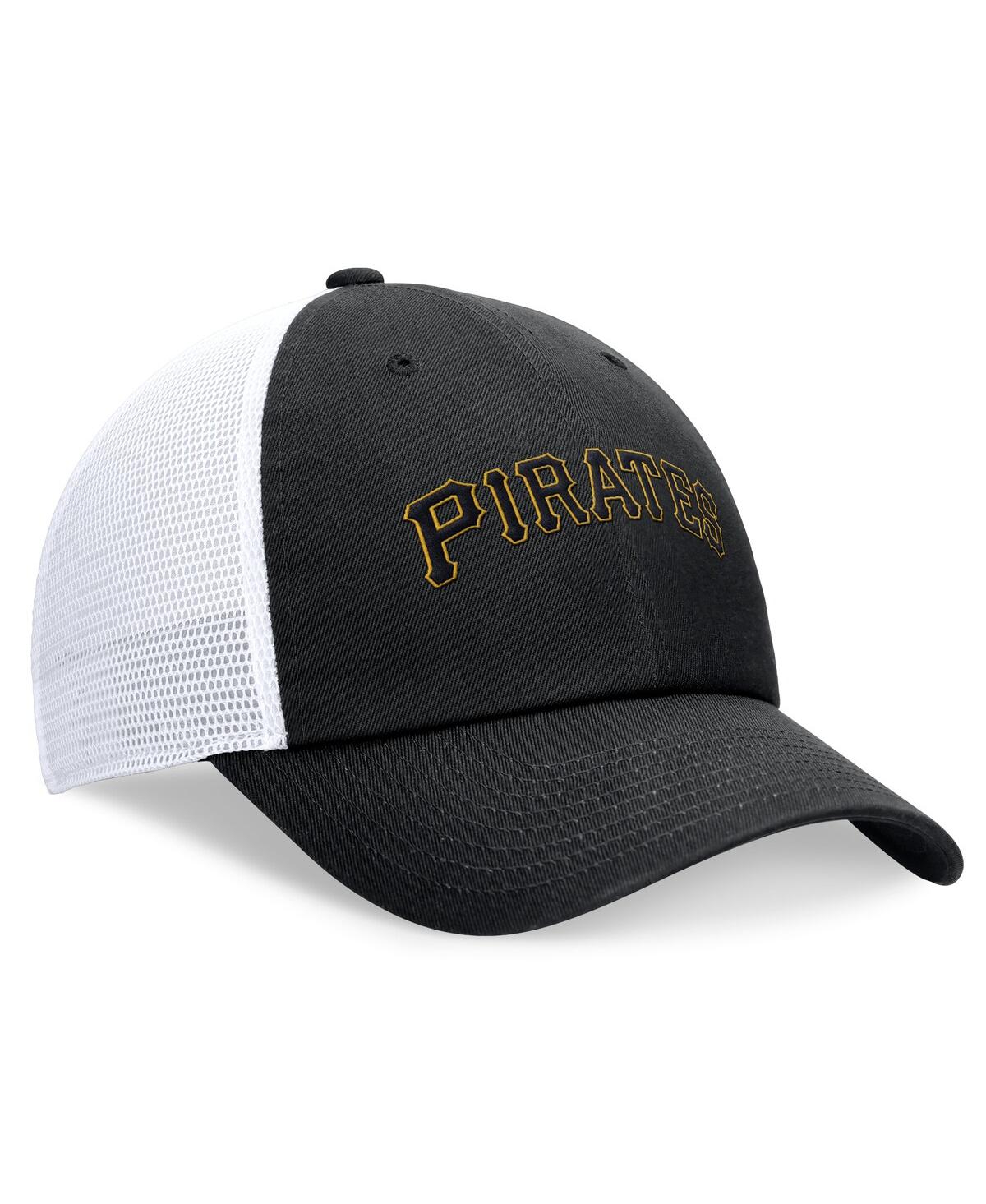 Nike Men's Black Pittsburgh Pirates Evergreen Wordmark Trucker Adjustable Hat In Blk,wht