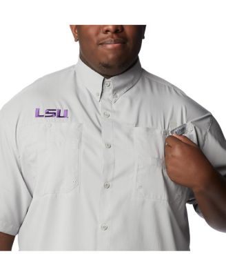 Men's Gray LSU Tigers Big Tall Tamiami Omni-Shade Button-Down Shirt