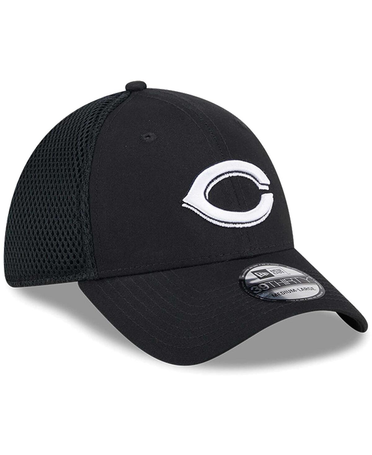 New Era Men's Cincinnati Reds EvergreenWhite Neo 39Thirty Flex Hat - Black