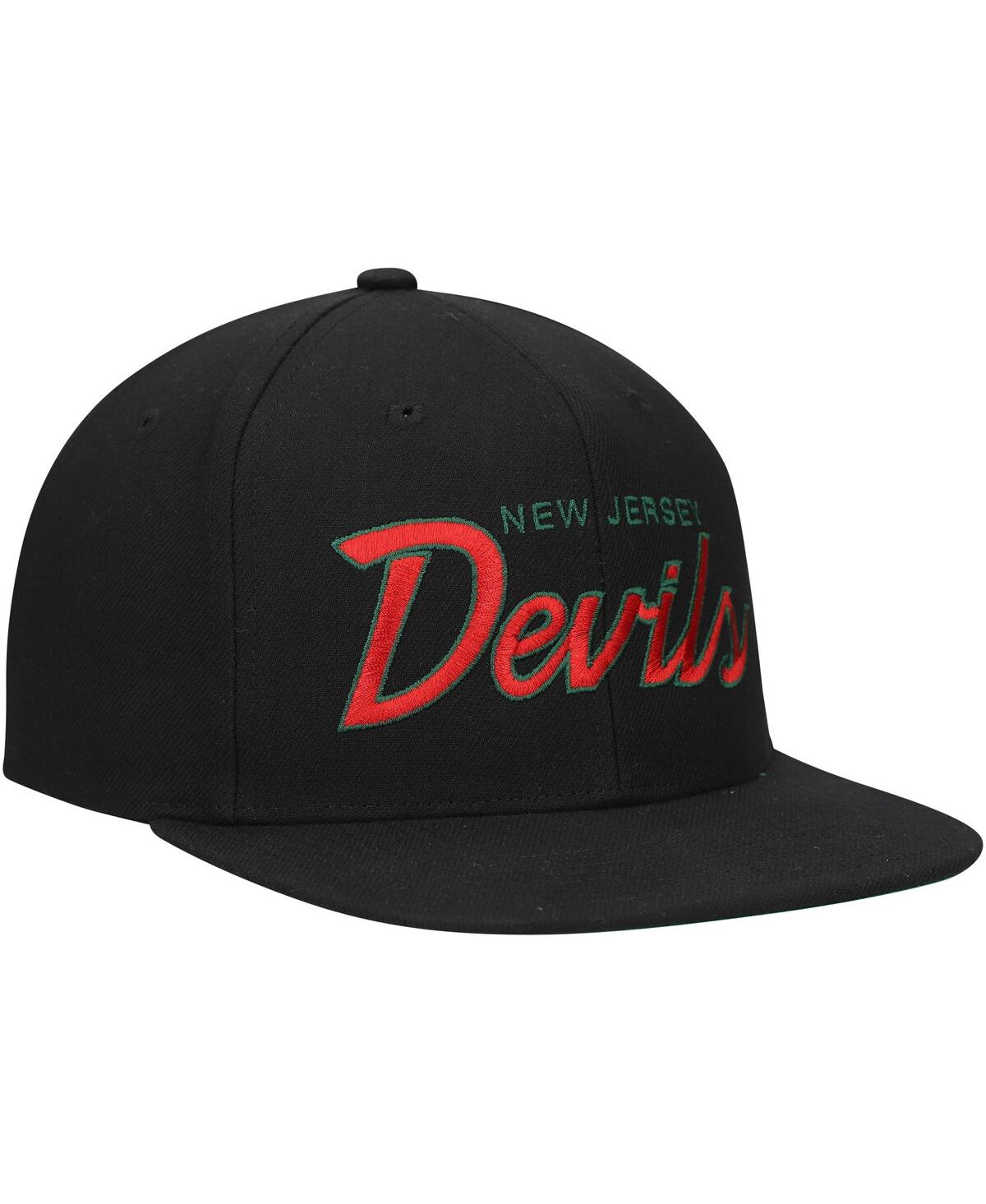 Mitchell & Ness Mitchell Ness Men's Black New Jersey Devils Core Team Script 2.0 Snapback Hat In Black