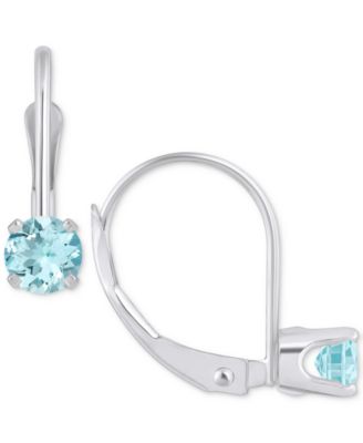 Macy's - Amethyst Solitaire Leverback Earrings (1/2 ct. t.w.) in 14k White Gold (Also in Additional Gemstones)