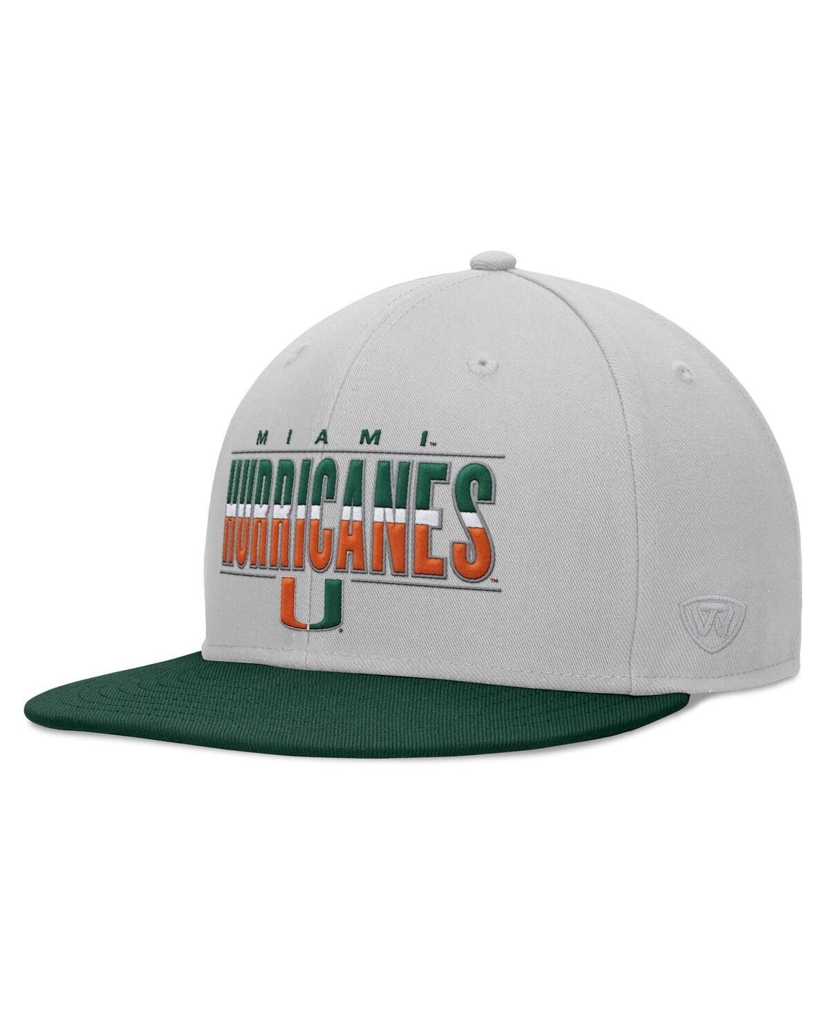 Shop Top Of The World Men's Gray Miami Hurricanes Hudson Snapback Hat In Plgy,fldgr