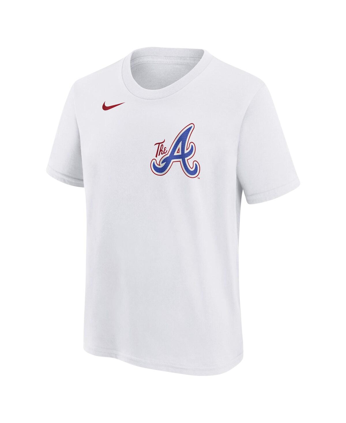 Nike Youth Ronald Acuna Jr. White Atlanta Braves Fuse City Connect Name Number T-shirt In White