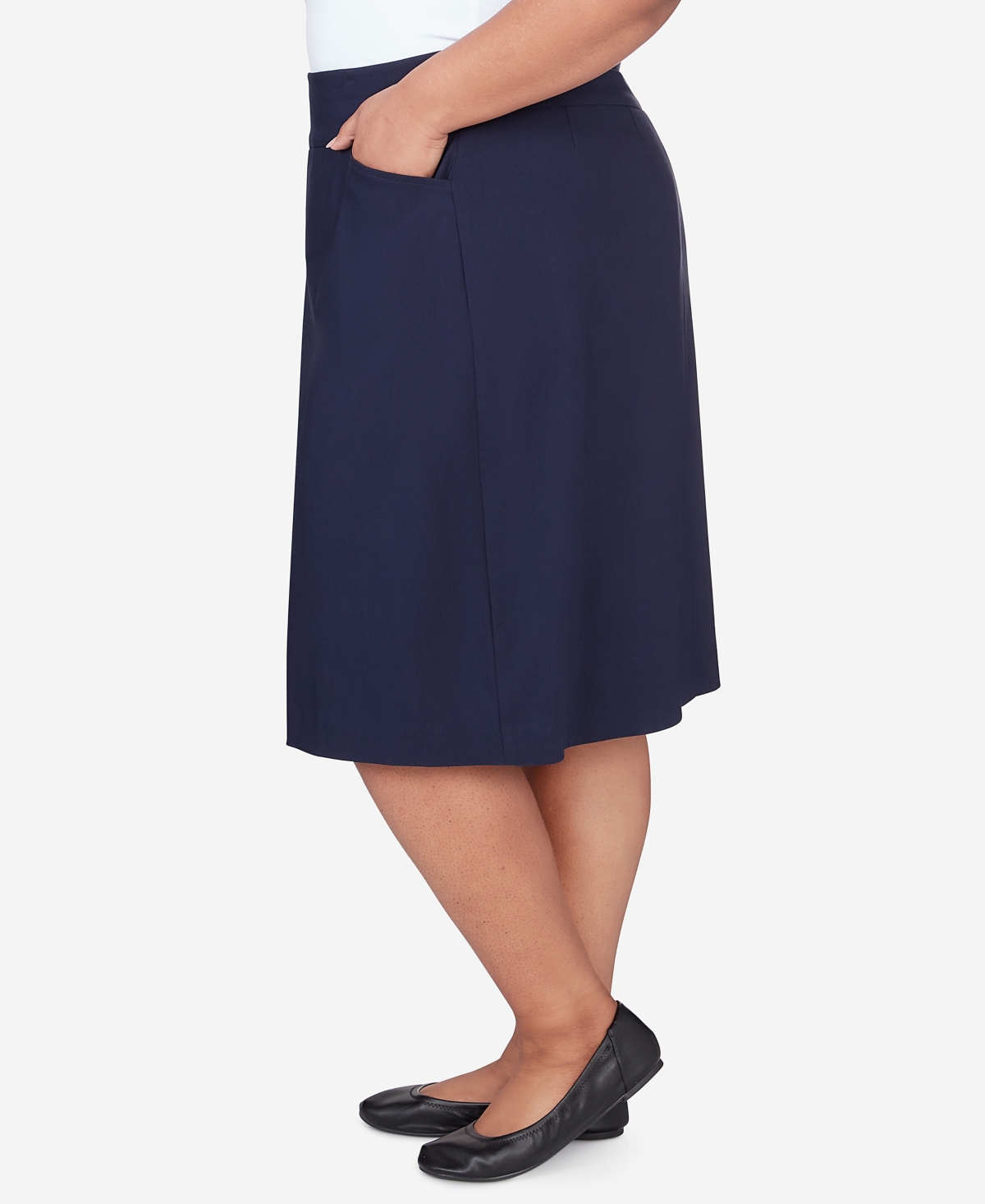 Alfred Dunner Plus Size Classic Stretch Waist Skirt