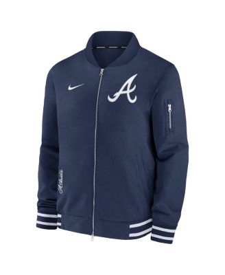 Men's Navy Atlanta Braves Authentic Collection Full-Zip Bomber Jacket