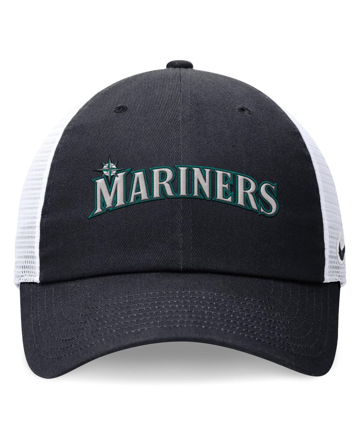 Shop Nike Men's Navy Seattle Mariners Evergreen Wordmark Trucker Adjustable Hat In Pi Blu,wh