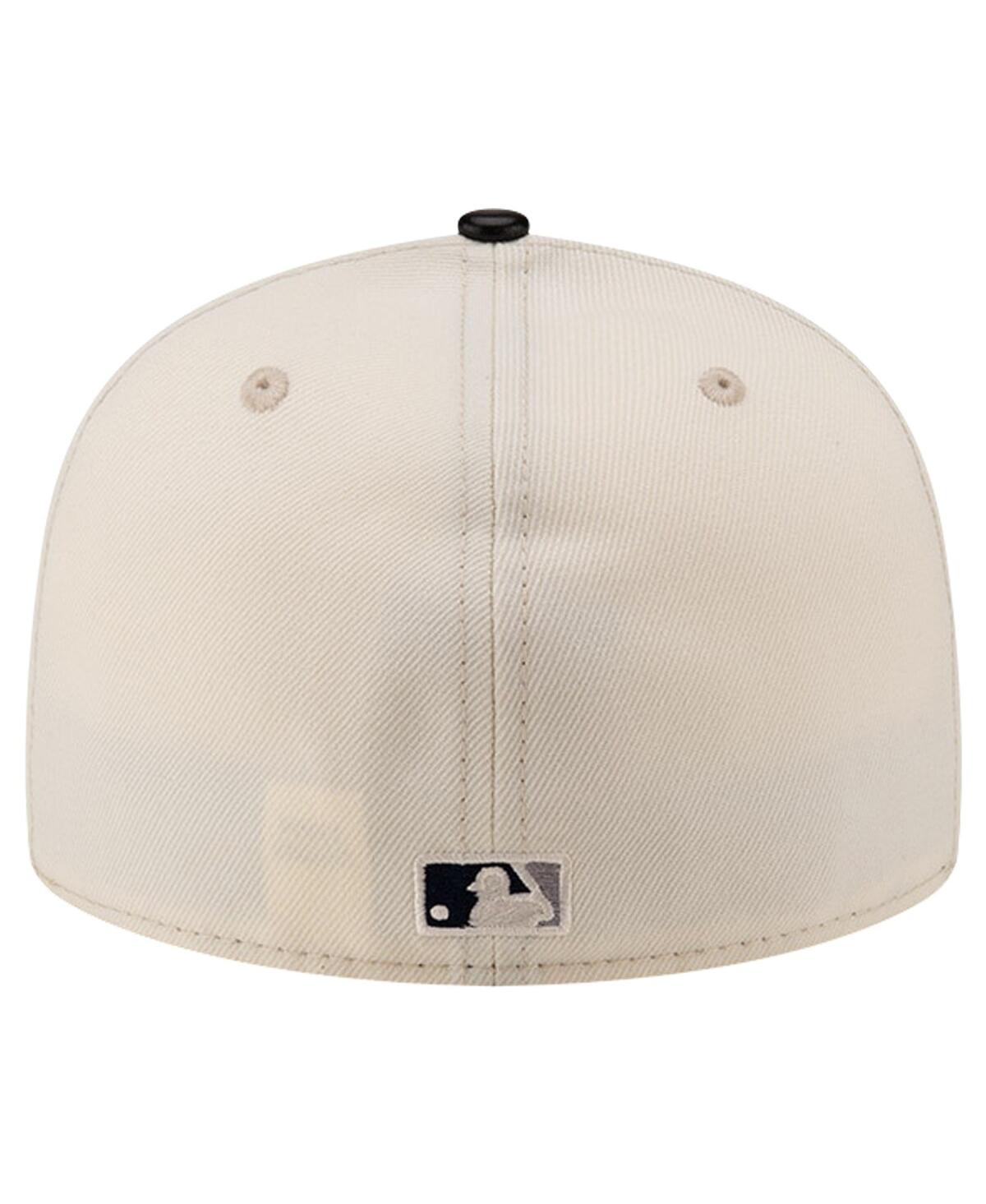 New Era Men'sNew York Yankees Game Night Leather Visor 59fifty Fitted Hat - Cream