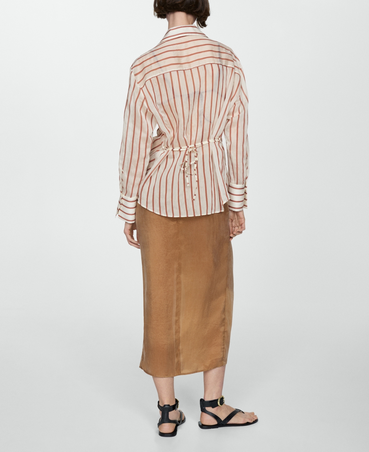 Shop Mango Women's Semitransparent Striped Shirt In Natural White