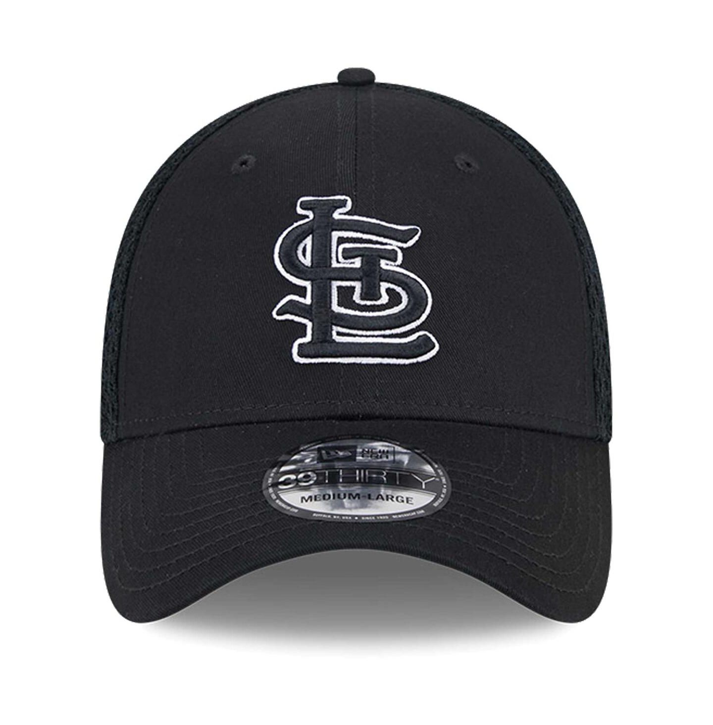 Мужская кепка New Era St. Louis Cardinals Evergreen Black White Neo 39Thirty Flex Hat — фото 4