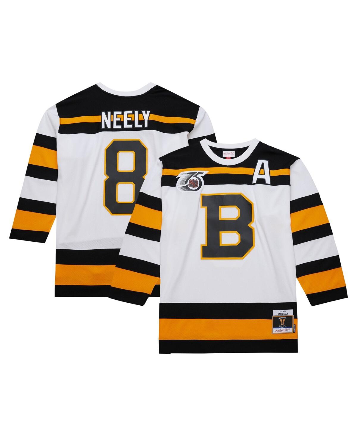 Mitchell Ness Men's Cam Neely White Boston Bruins 1991/92 Alternate Captain Blue Line Player Jersey - White
