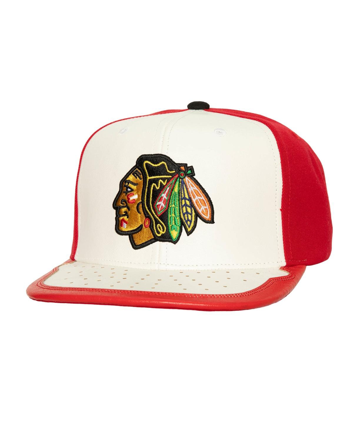 Mitchell Ness Men's White/Red Chicago Blackhawks Day One Snapback Hat - White Red