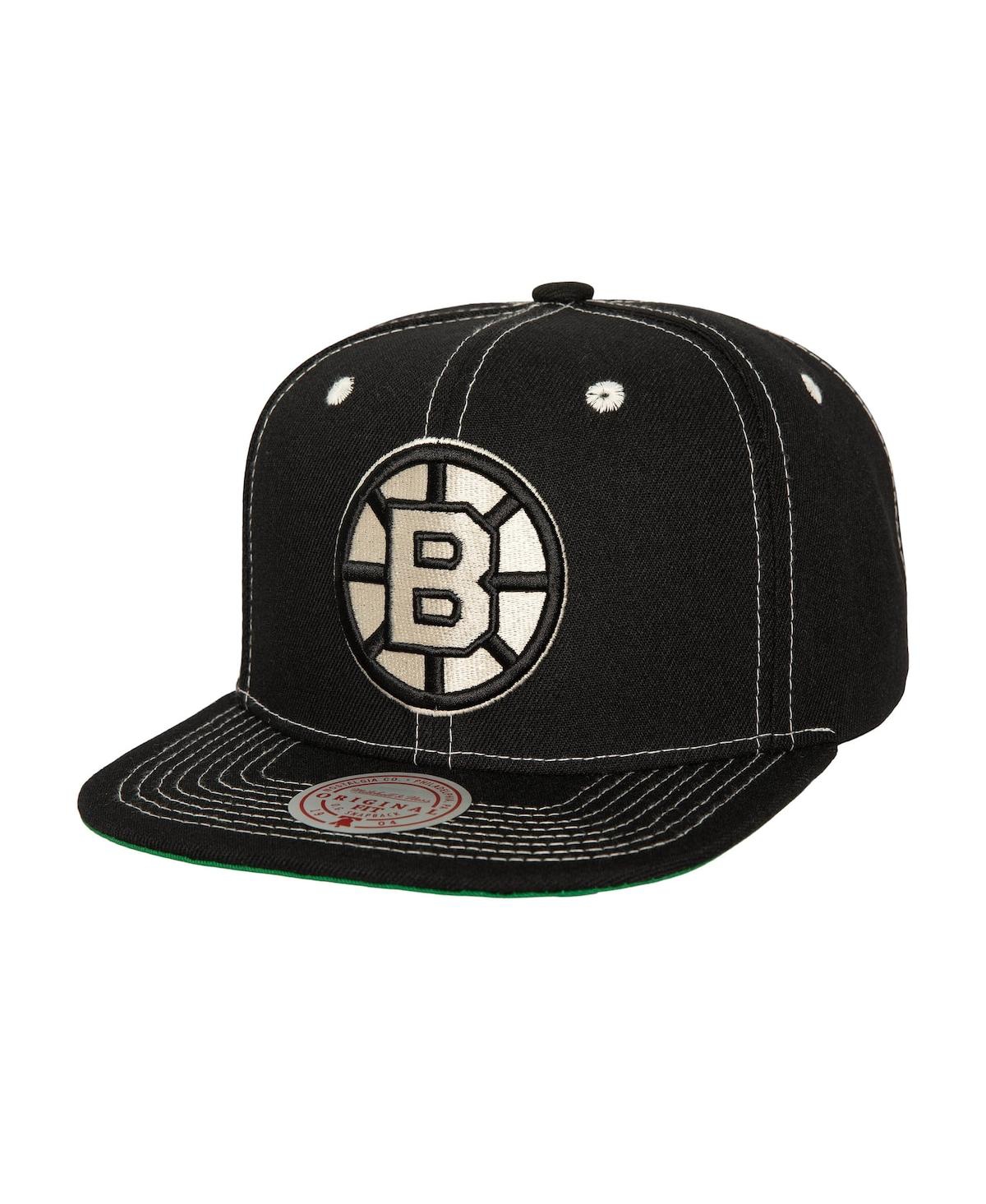Mitchell Ness Men's Black Boston Bruins Energy Contrast Natural Snapback Hat - Black