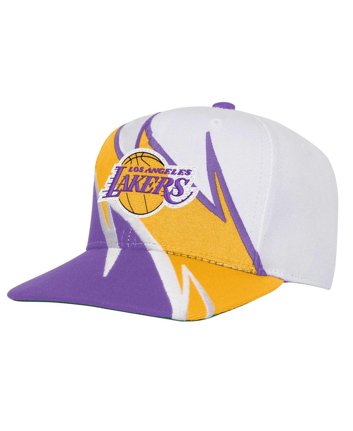 Mitchell Ness Youth White Los Angeles Lakers Wave Runner Snapback Hat - White Purp