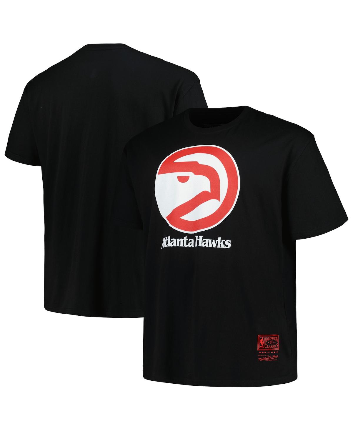 Mitchell Ness Men's Black Atlanta Hawks Big Tall Hardwood Classics Vintage-like Logo T-Shirt - Black