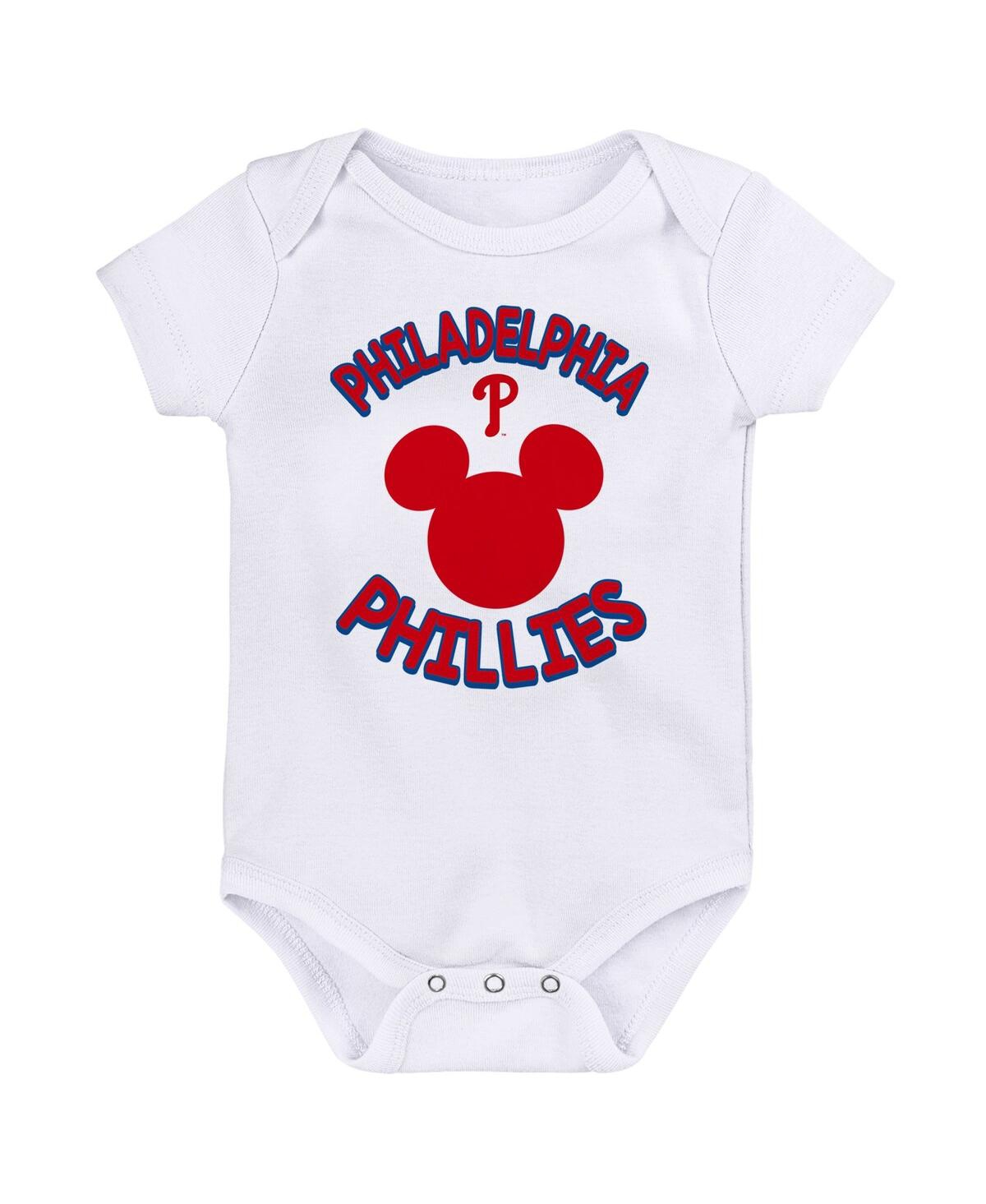 Shop Outerstuff Newborn Infant Mickey Mouse Philadelphia Phillies Three-pack Winning Team Bodysuit Set In Royal