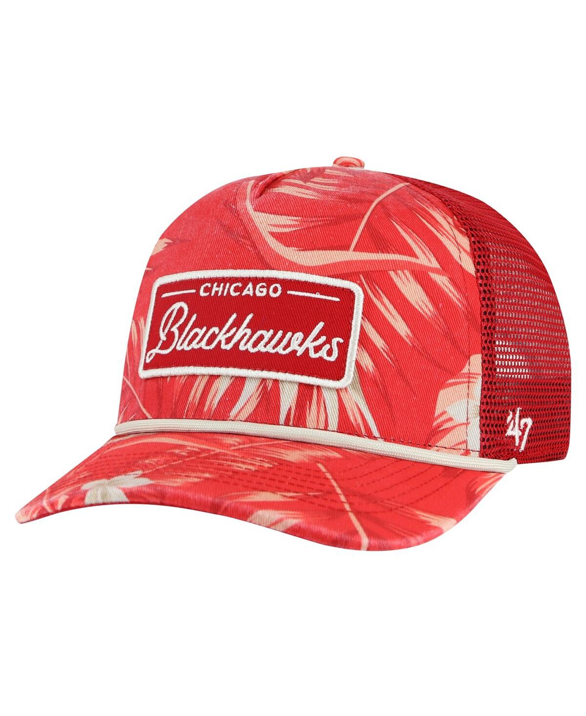 47 Brand Men's Red Chicago Blackhawks Tropicalia Allover Print Trucker Adjustable Hat - Red
