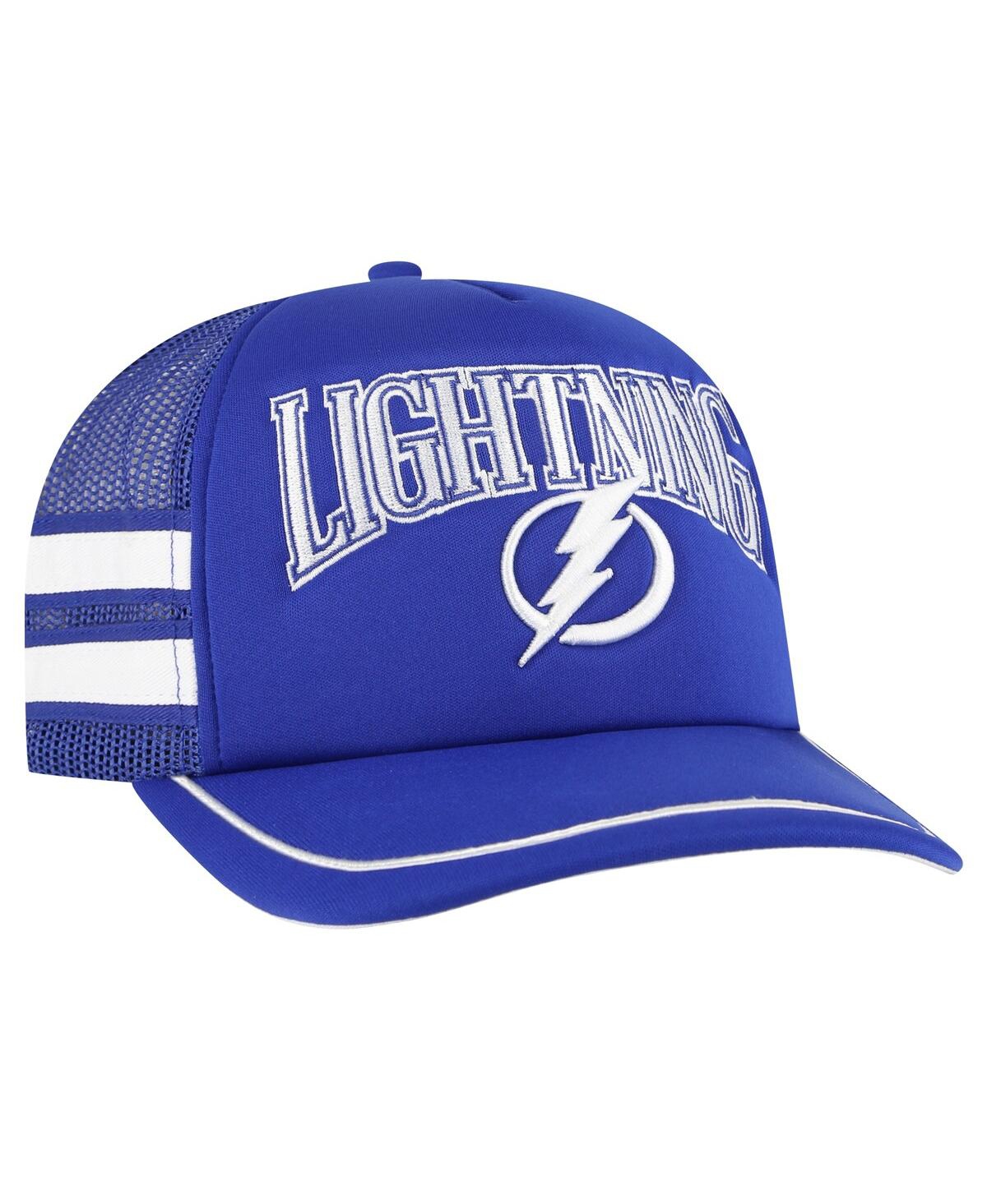 Shop 47 Brand Men's Blue Tampa Bay Lightning Sideband Stripes Trucker Snapback Hat