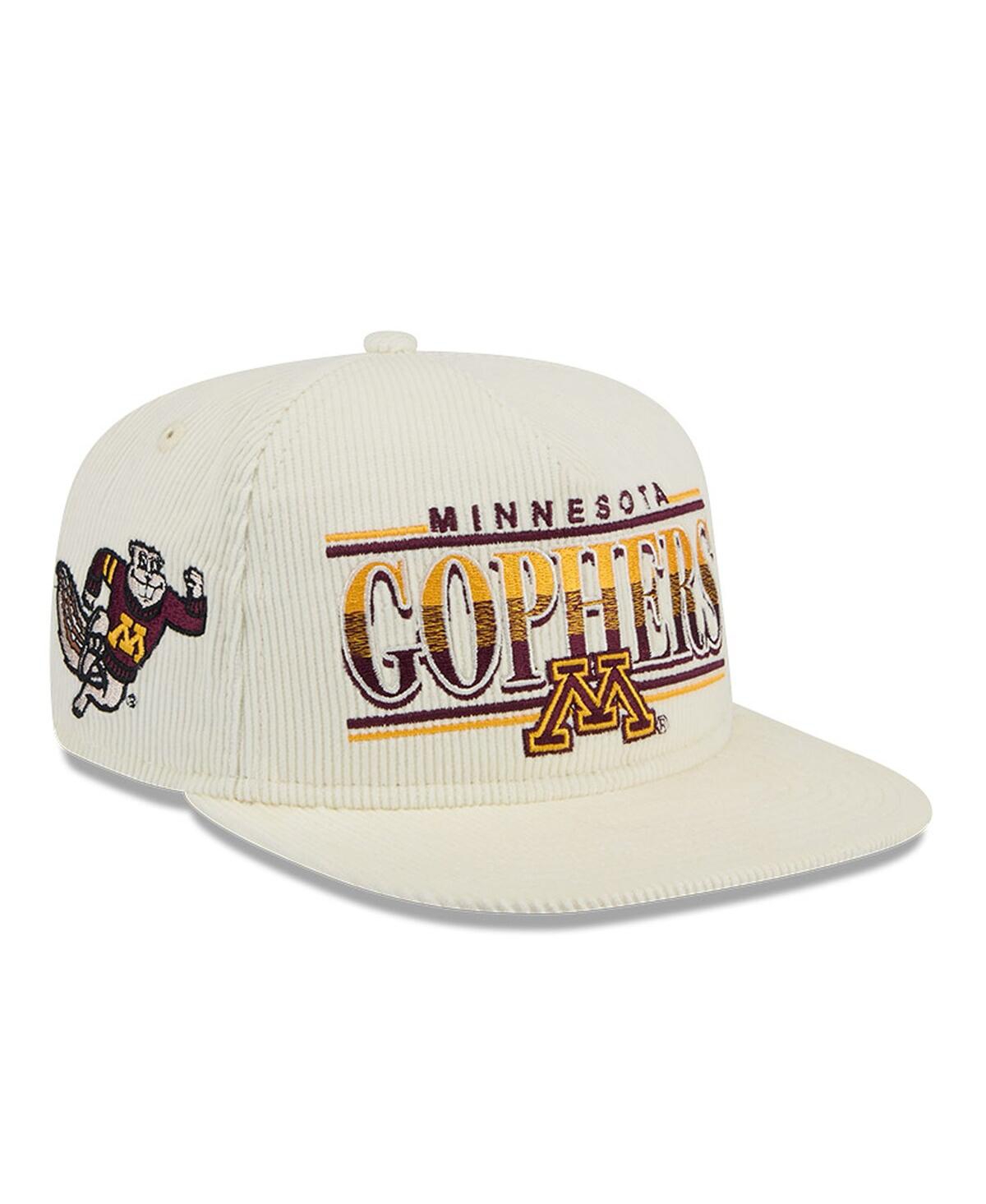 Men's White Minnesota Golden Gophers Throwback Golfer Corduroy Snapback Hat - Cream