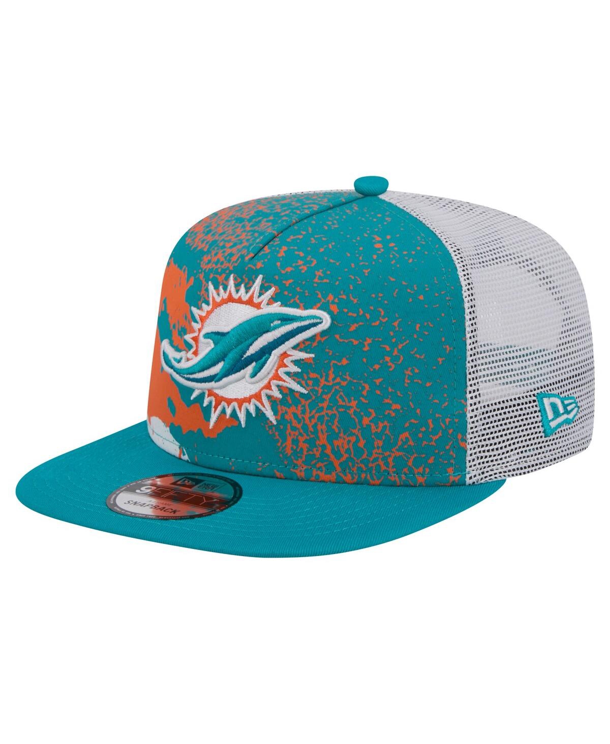 Shop New Era Men's Aqua Miami Dolphins Court Sport 9fifty Snapback Hat In Aqua Orang