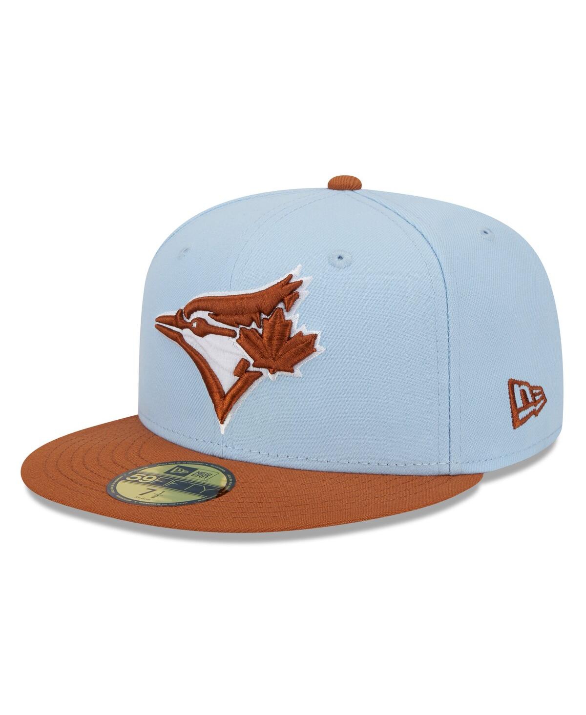 Men's Light Blue/Brown Toronto Blue Jays Spring Color Basic Two-Tone 59Fifty Fitted Hat - Light Blue