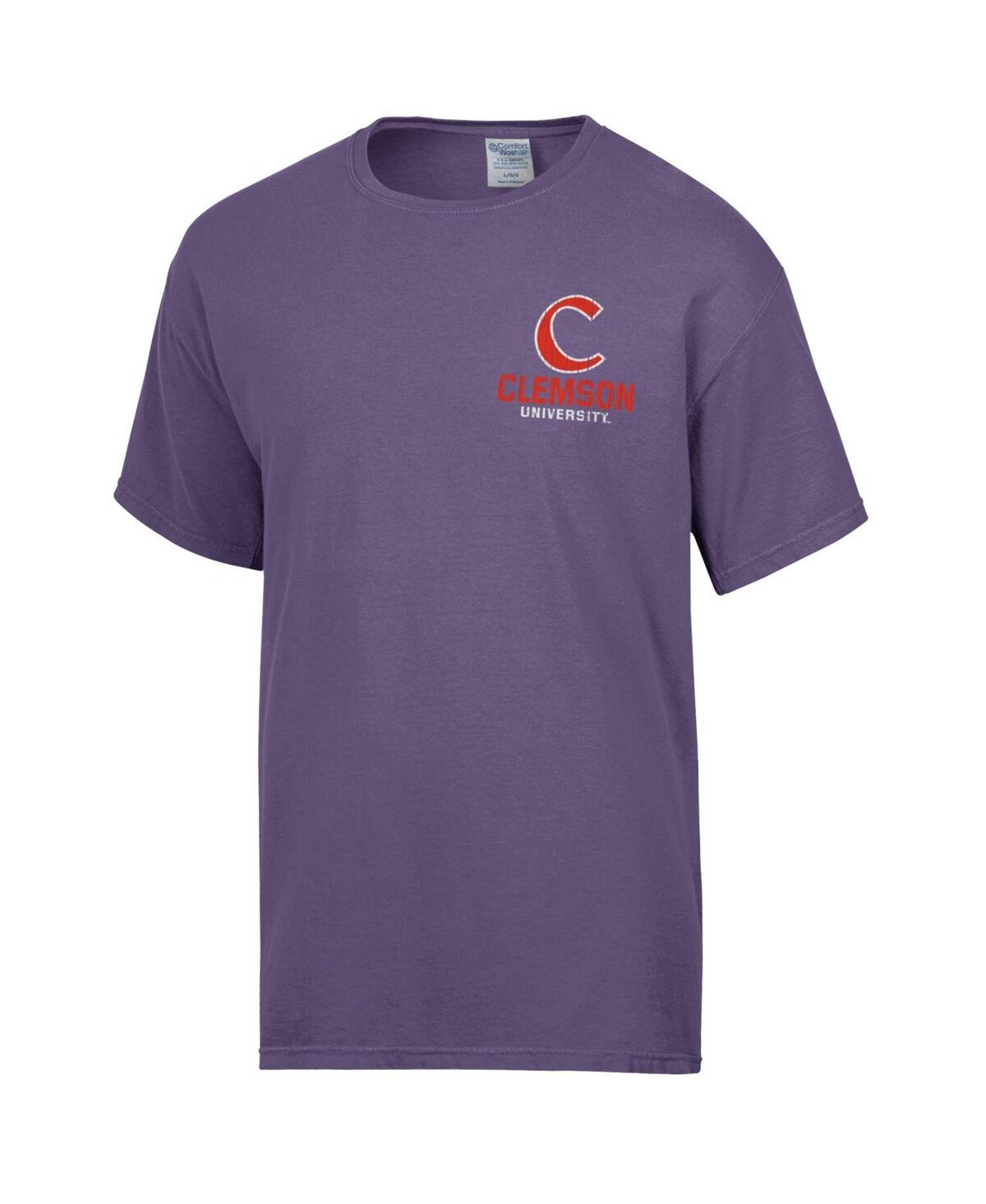Comfort Men's WashClemson Tigers Vintage-like Logo T-Shirt - Purple