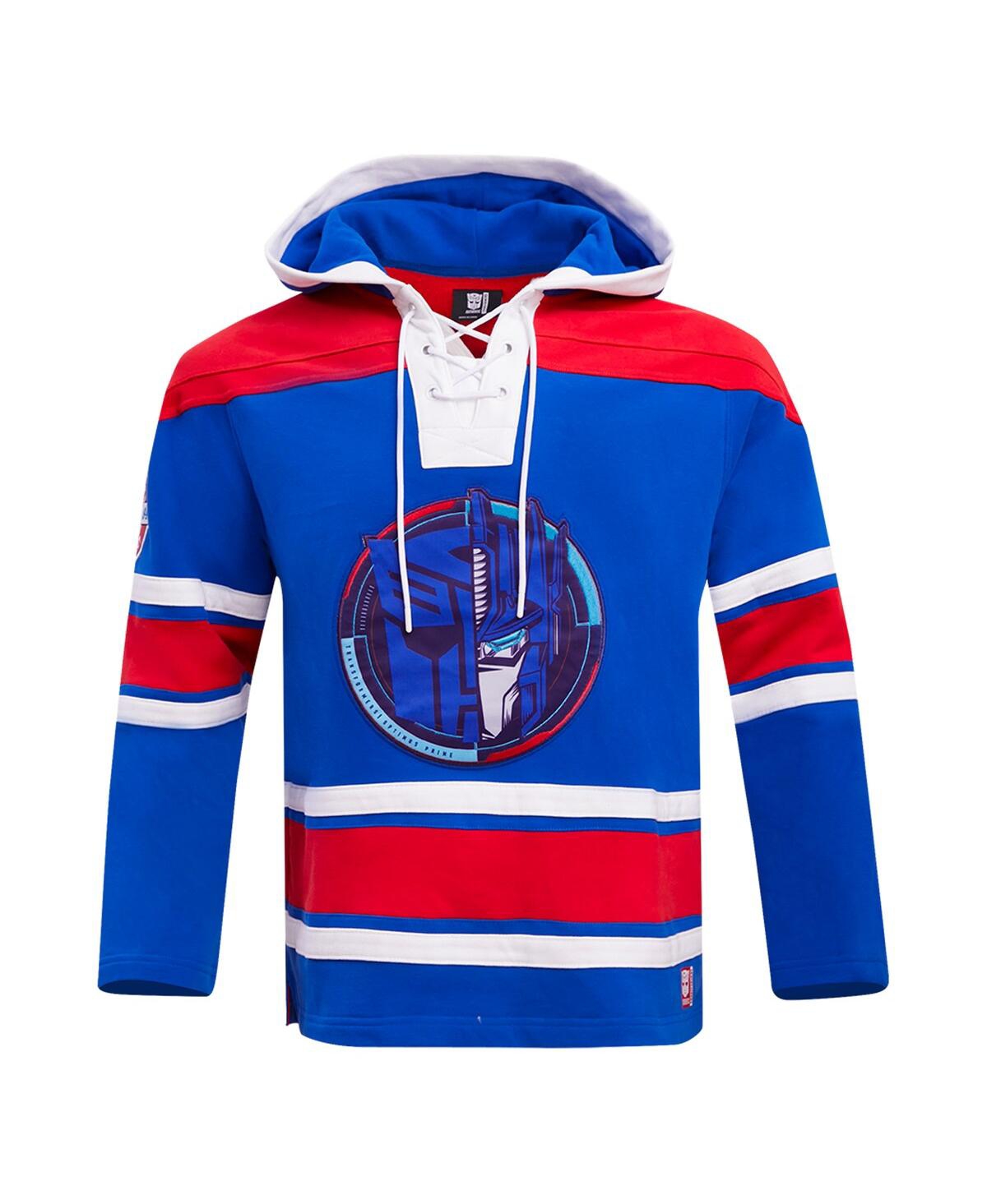 Shop Freeze Max Men's Optimus Prime Royal Transformers Hockey Pullover Hoodie In Royal Red